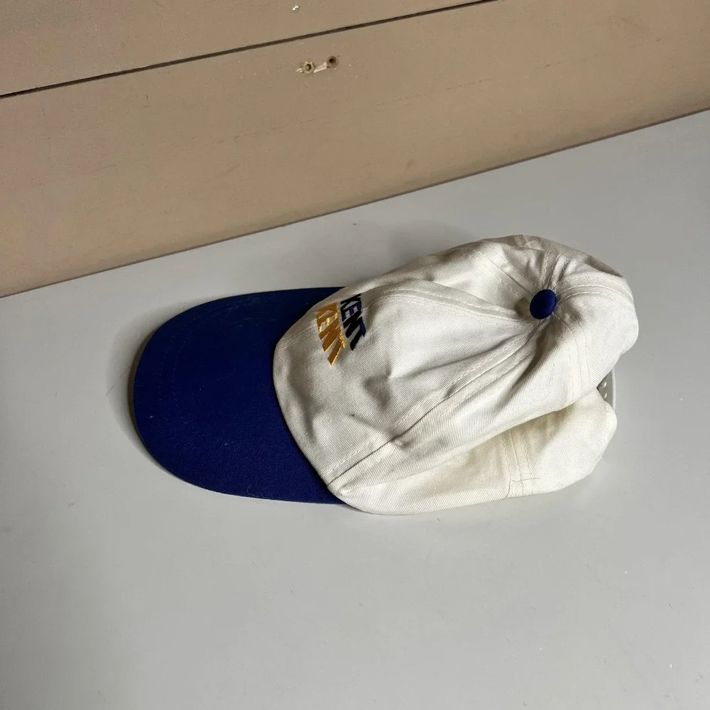 Vintage Kent Super Lights Cigarette Promo Snapback Hat White Blue Two Tone Cap